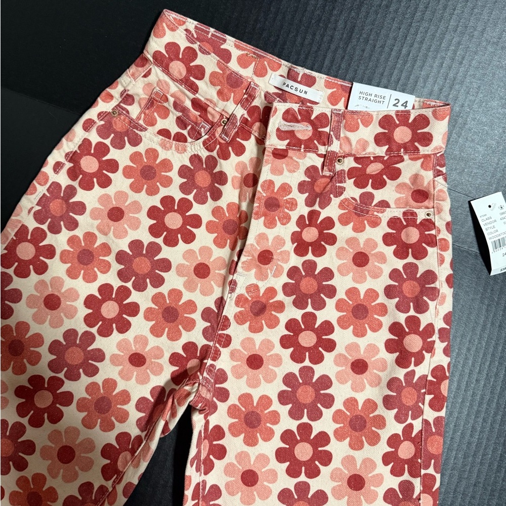 PacSun Women's High Rise Jeans - Red Floral
